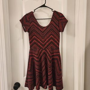 Black with Red Print Dress